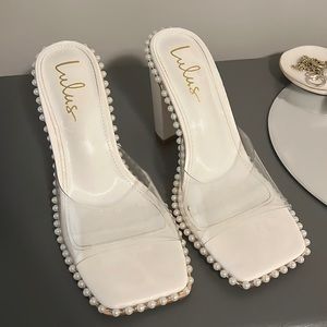 White pearl heels lulus